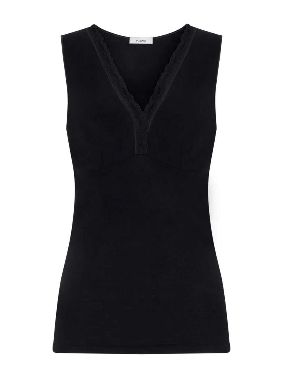 Ragno Merino Medium Canottiera Nero Pura Lana