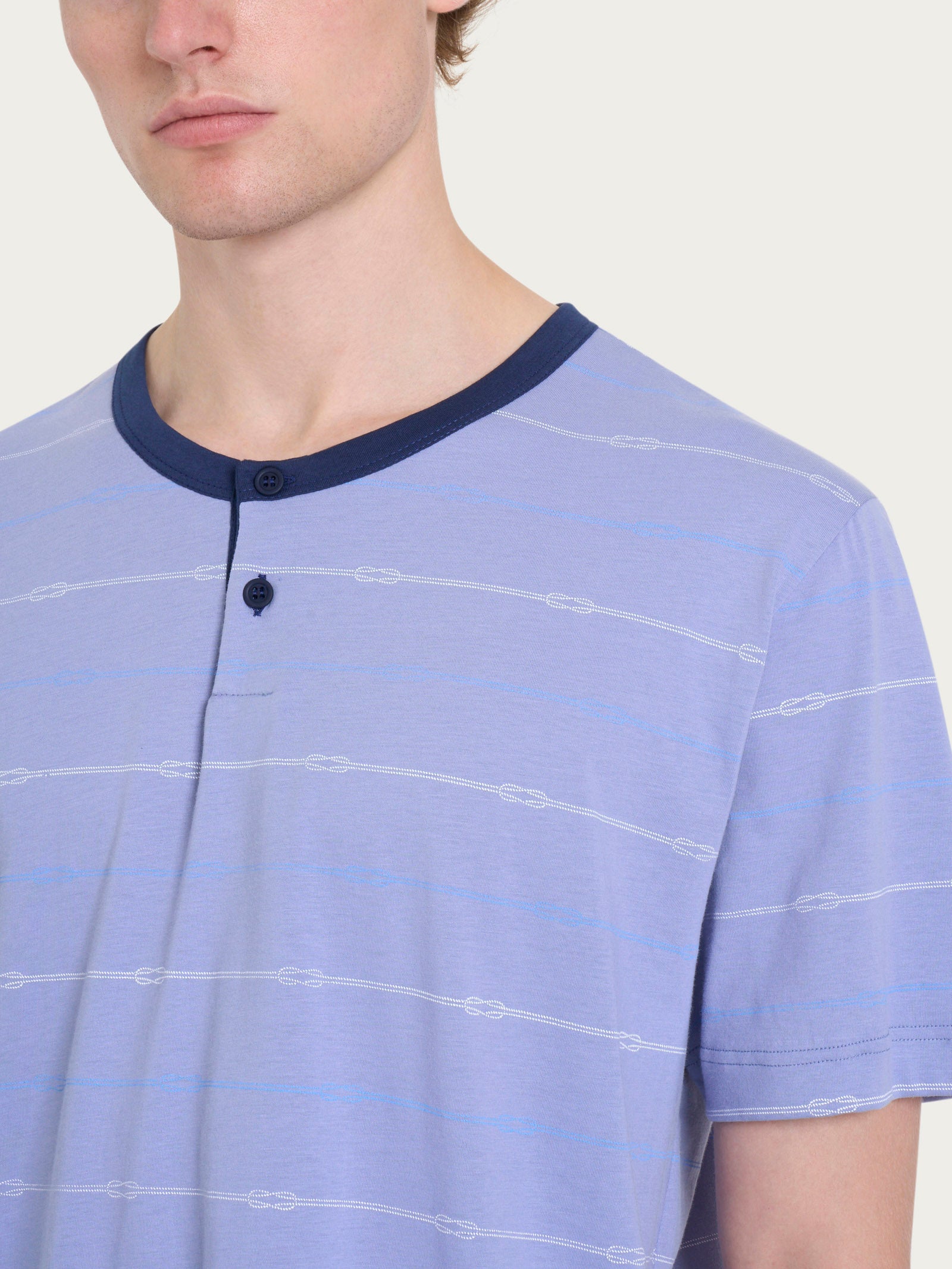 Ragno Jersey Cotone pigiama corto serafino uomo Purple Nodi