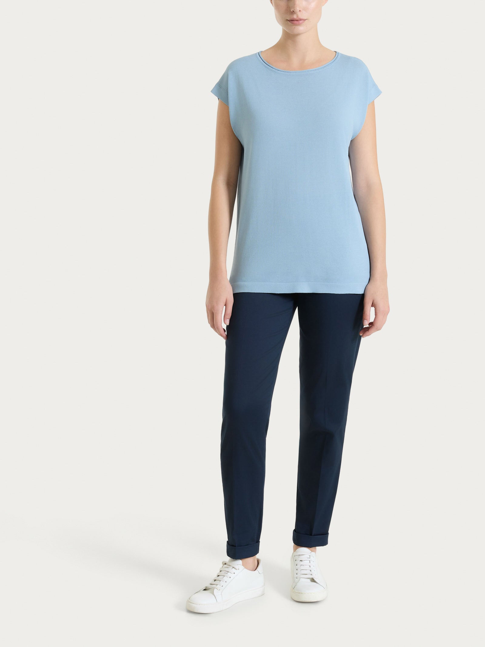 Ragno Satin Power pantalone chino slim bleu tasche