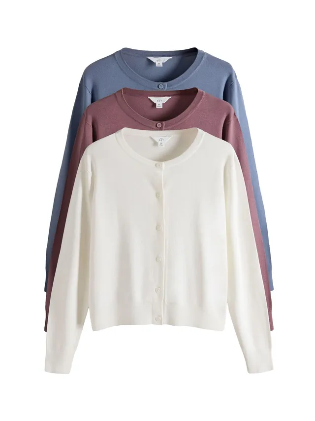 Geo Next The Set 3 cardigan sottili bottoni rosa celeste panna maglia