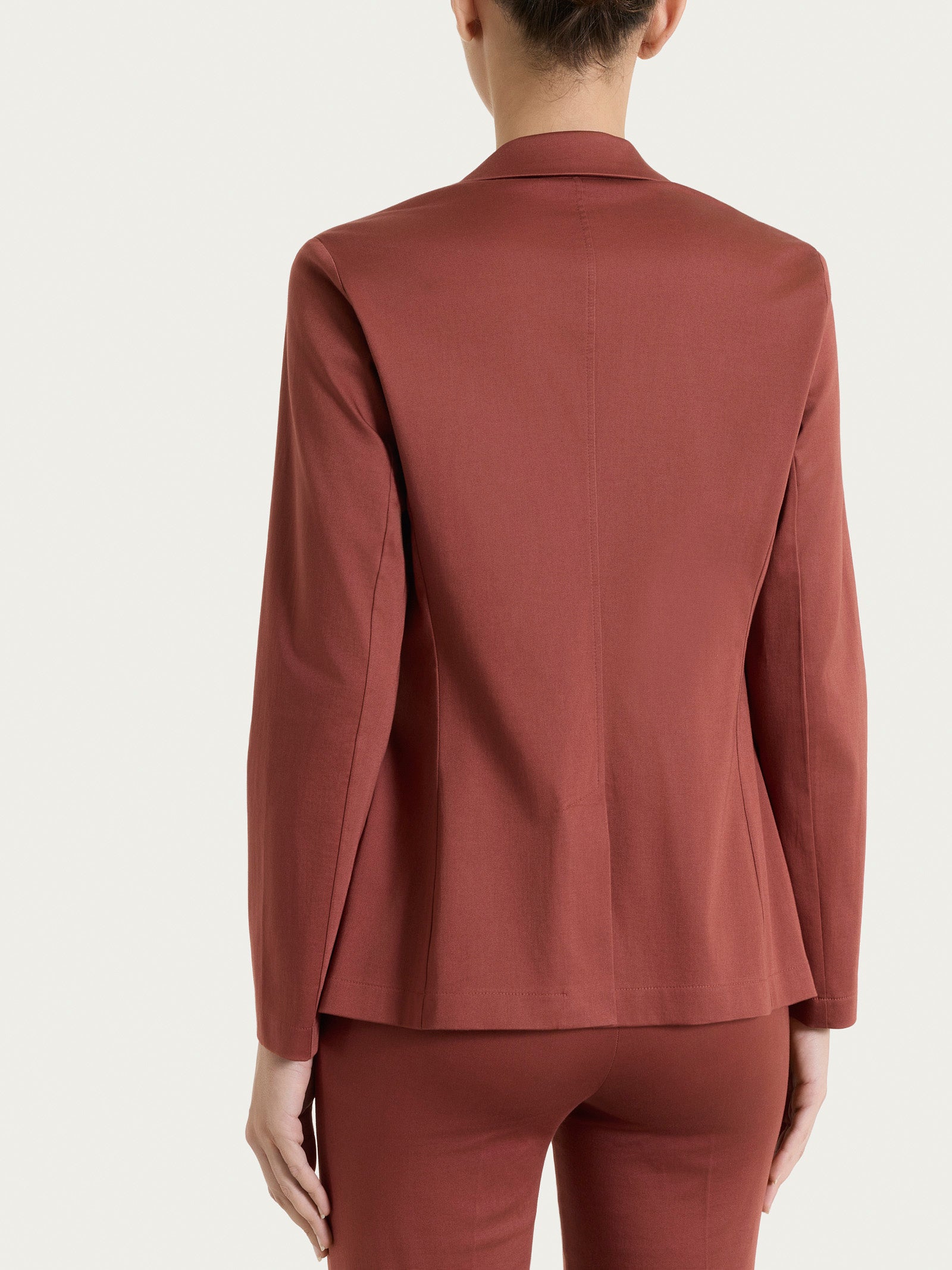 Ragno Satin Power Blazer Due Bottoni Mahogany Cotone Elasticizzato