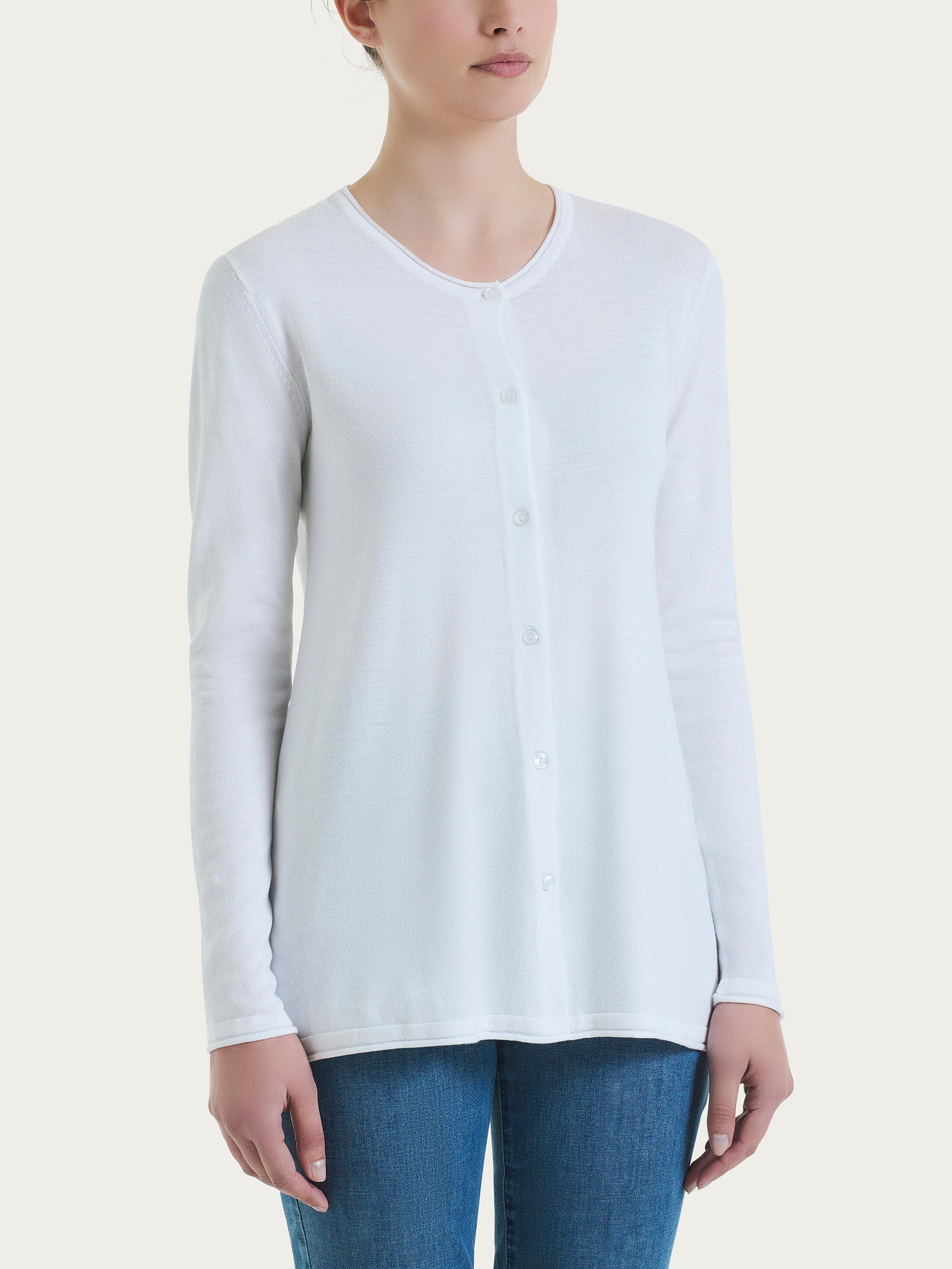 Ragno Summertime Cardigan Aperto con Bottoni Bianco