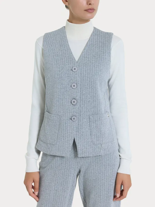 Ragno Comfort Gilet Gessato Donna Grigio Mel