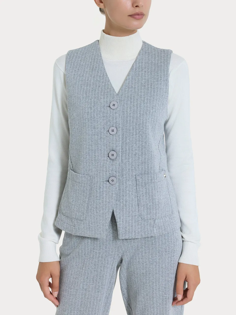 Ragno Comfort Gilet Gessato Donna Grigio Mel