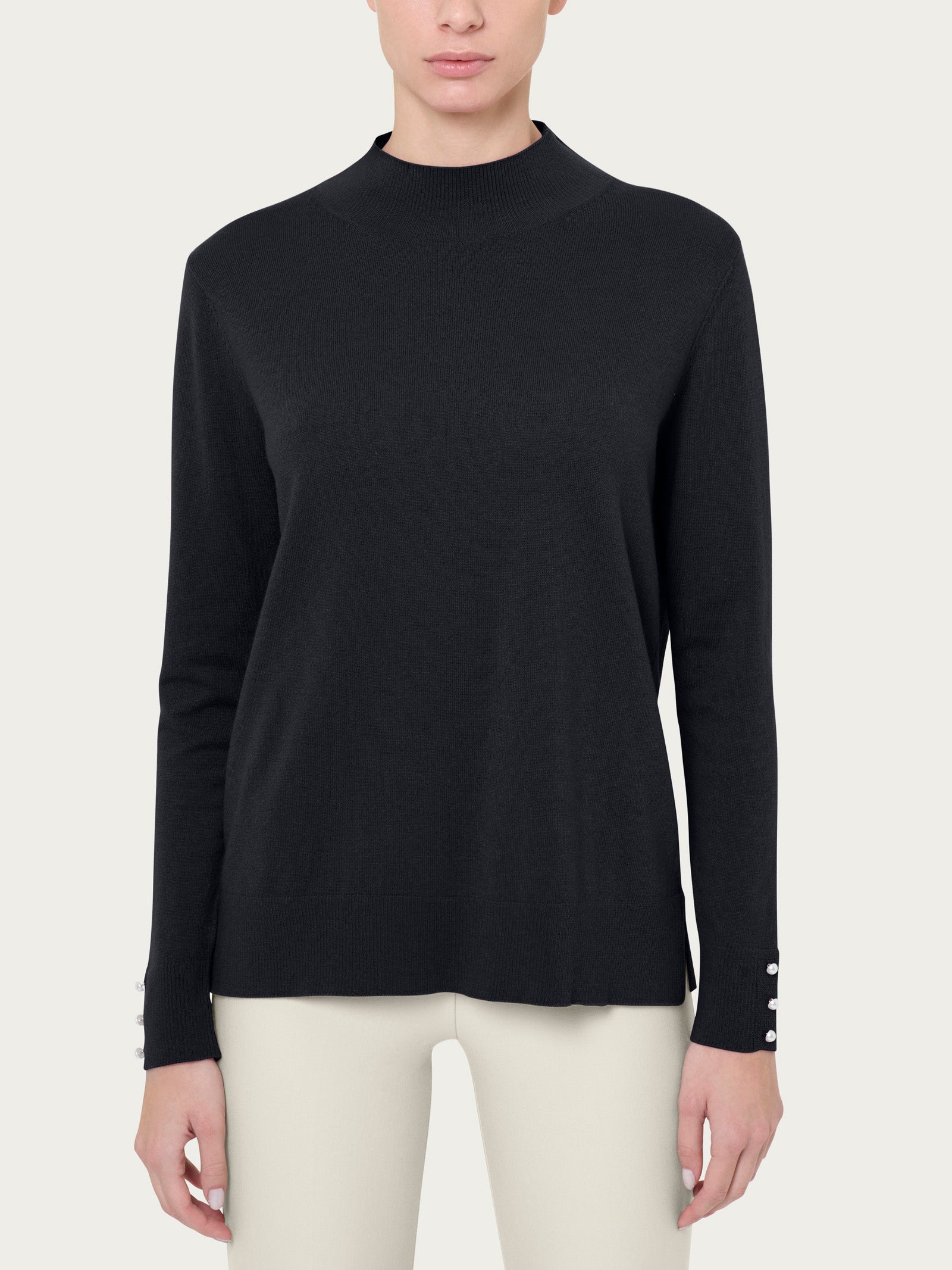 Ragno Merino Soft Lupetto Perline Donna Nero