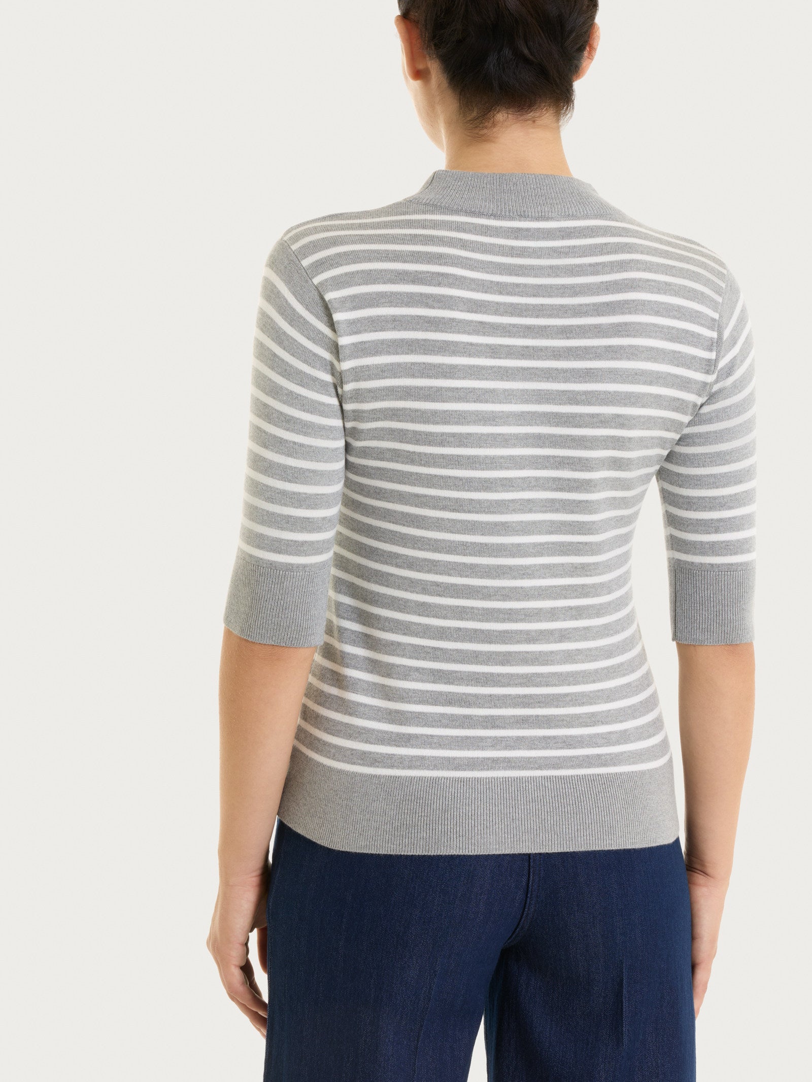 Ragno Four Seasons Lupetto a righe pari Grigio Mel. manica corta