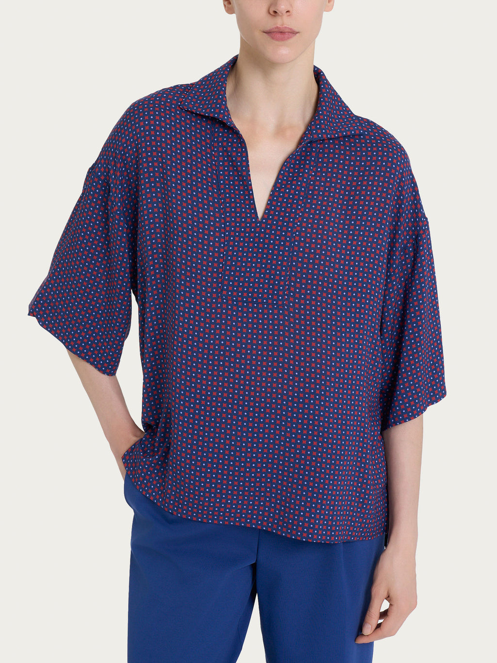 Ragno EcoSeta Fant. Salsa blusa collo camicia viscosa