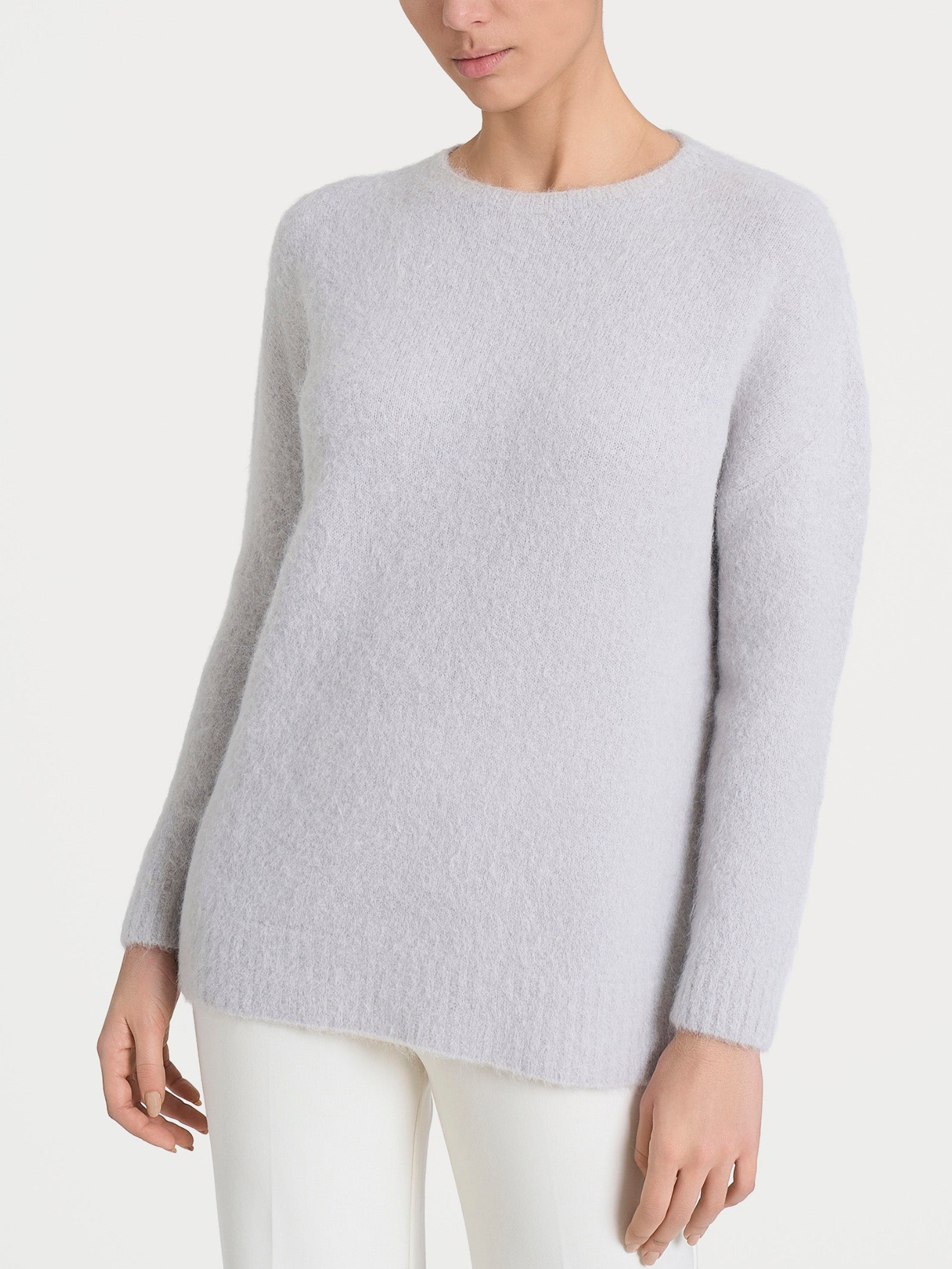 Ragno Misto Alpaca maglia girocollo grigio perla boxy