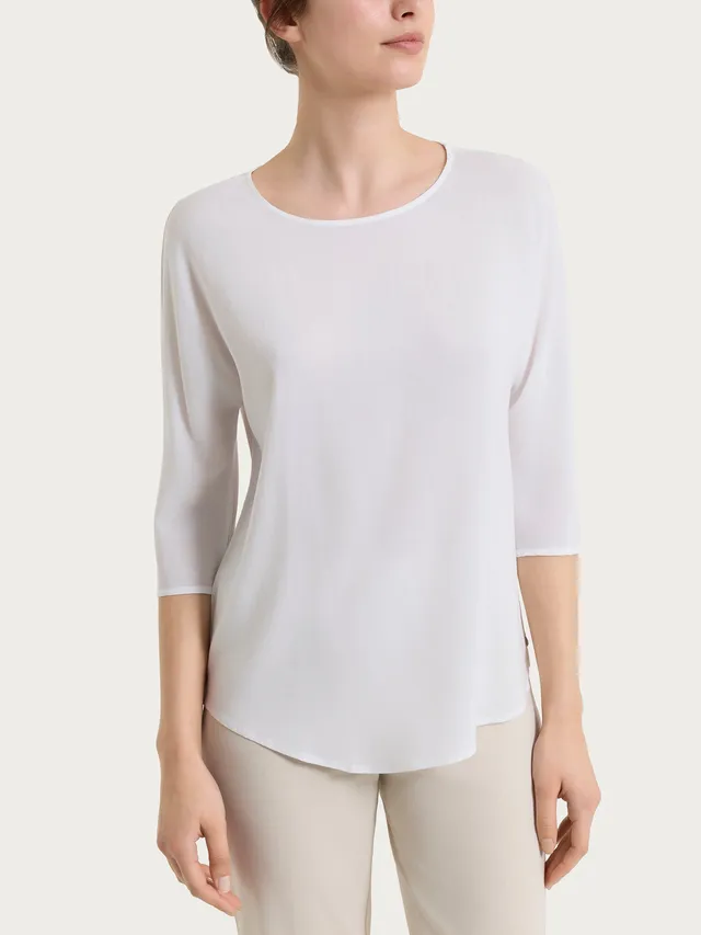 Ragno Voile Stretch blusa manica 3/4 Bianco viscosa
