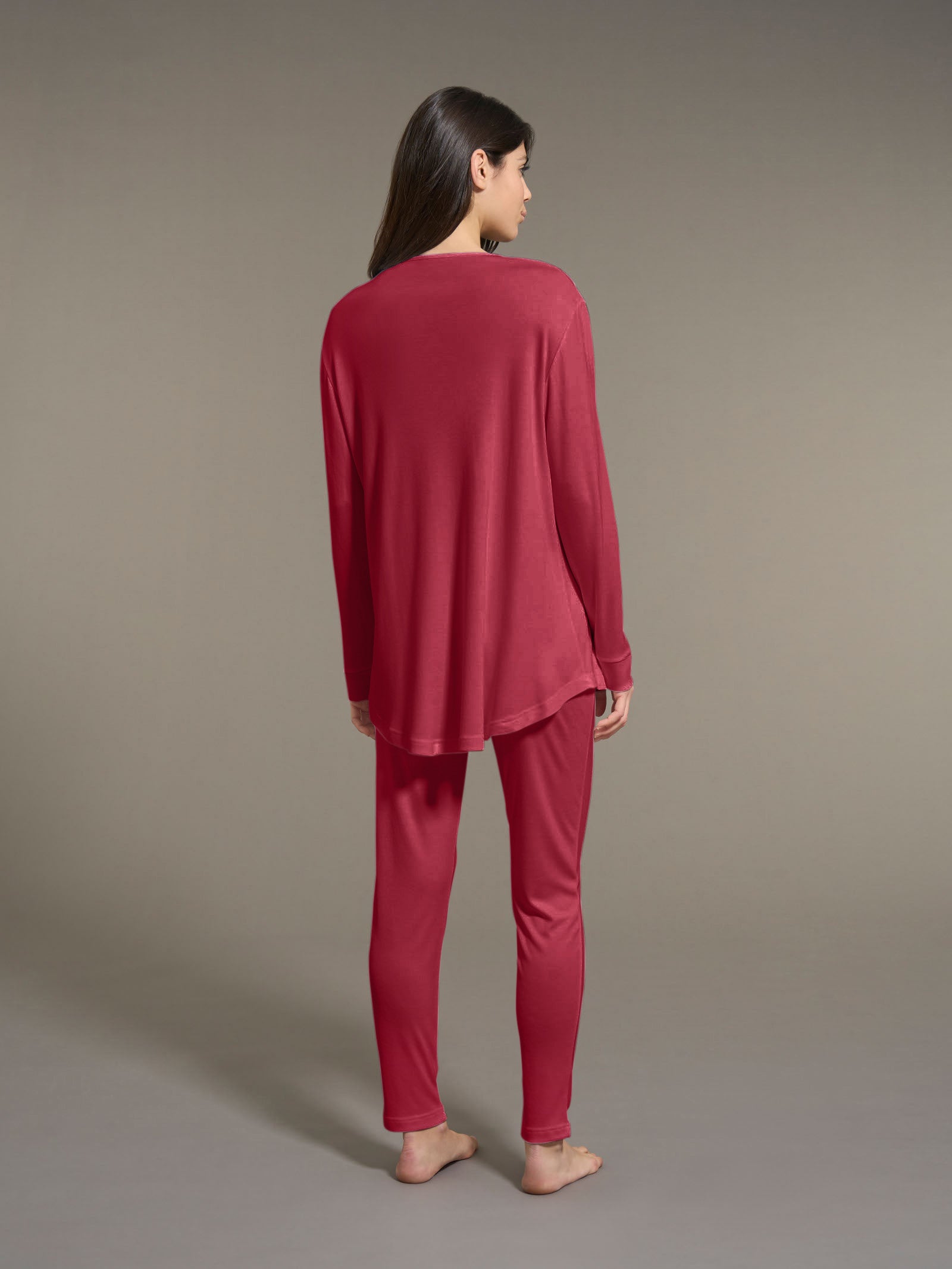 Ragno Pigiama Lungo Scollo Goccia micromodal rosso Tibetan Red