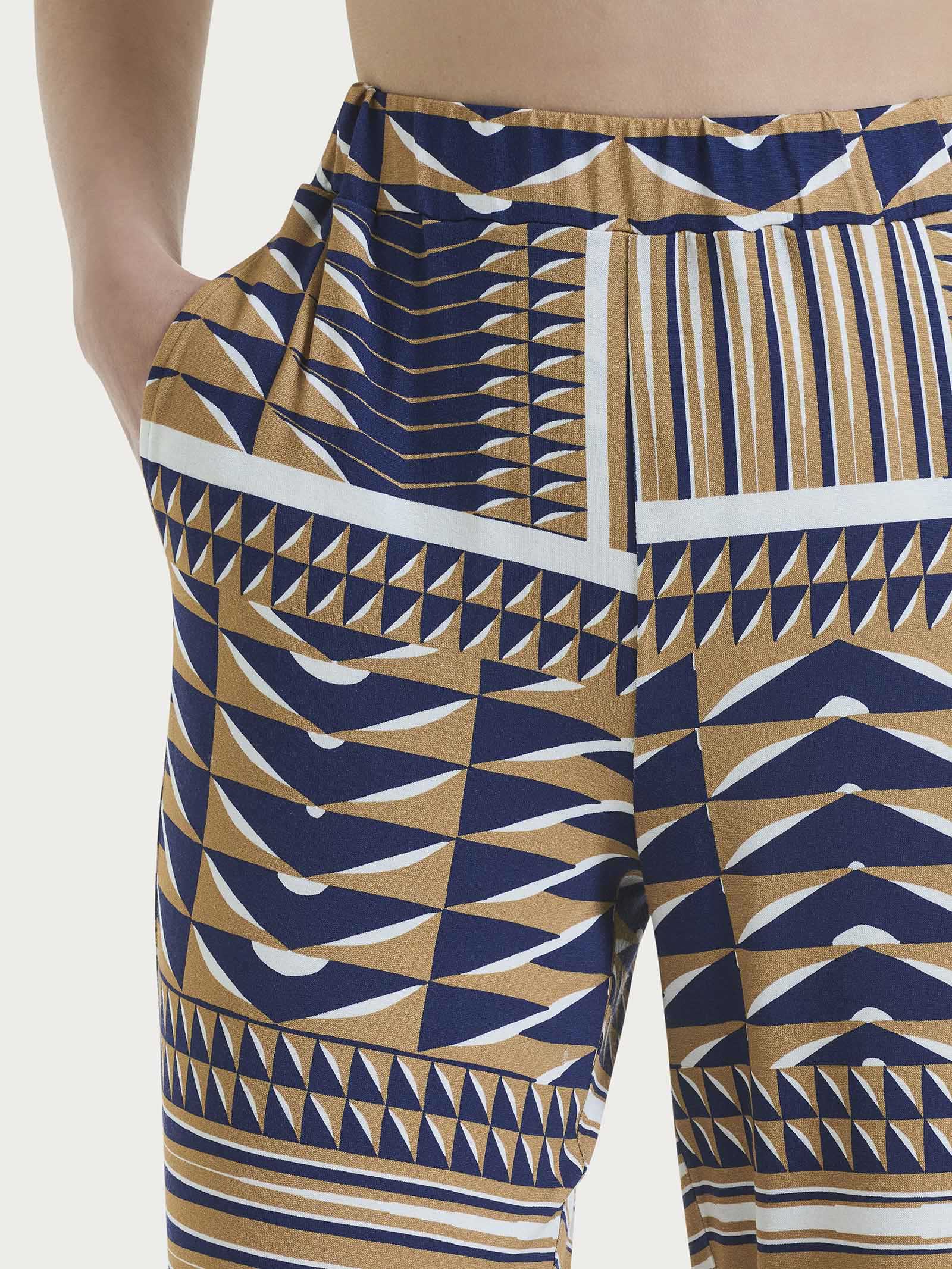 Ragno Viscosa Summer Pantalone ampio donna fantasia marrone