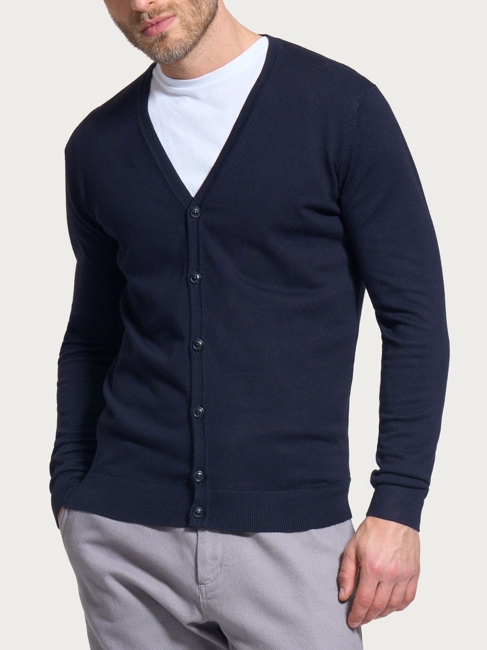Ragno Four Seasons Cardigan Uomo Bleu Misto Viscosa Bottoni
