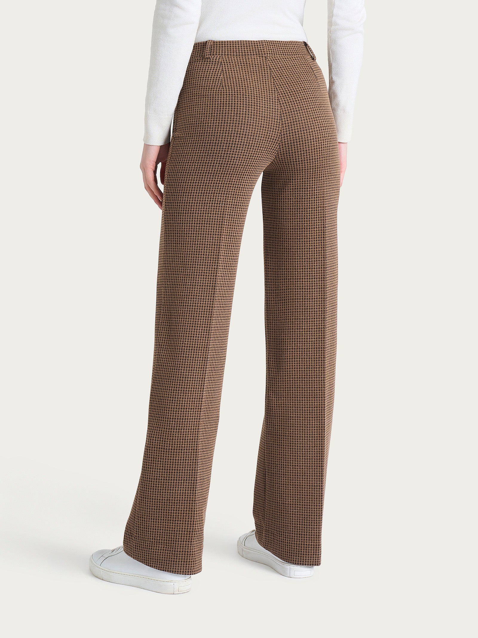 Ragno Eco Jacquard Pantalone Ampio Micro Check Marrone