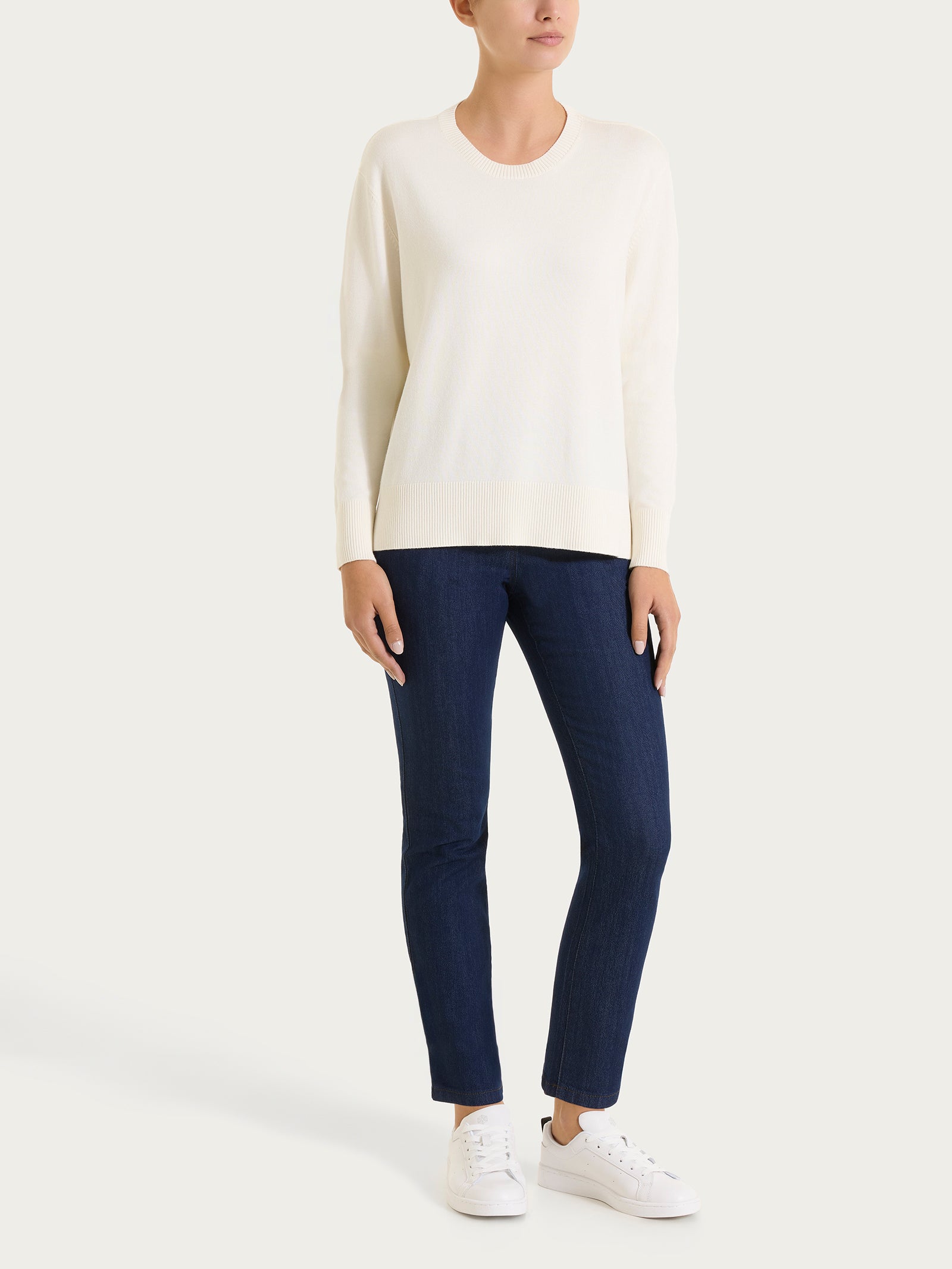 Ragno Four Seasons maglia girocollo avorio misto viscosa