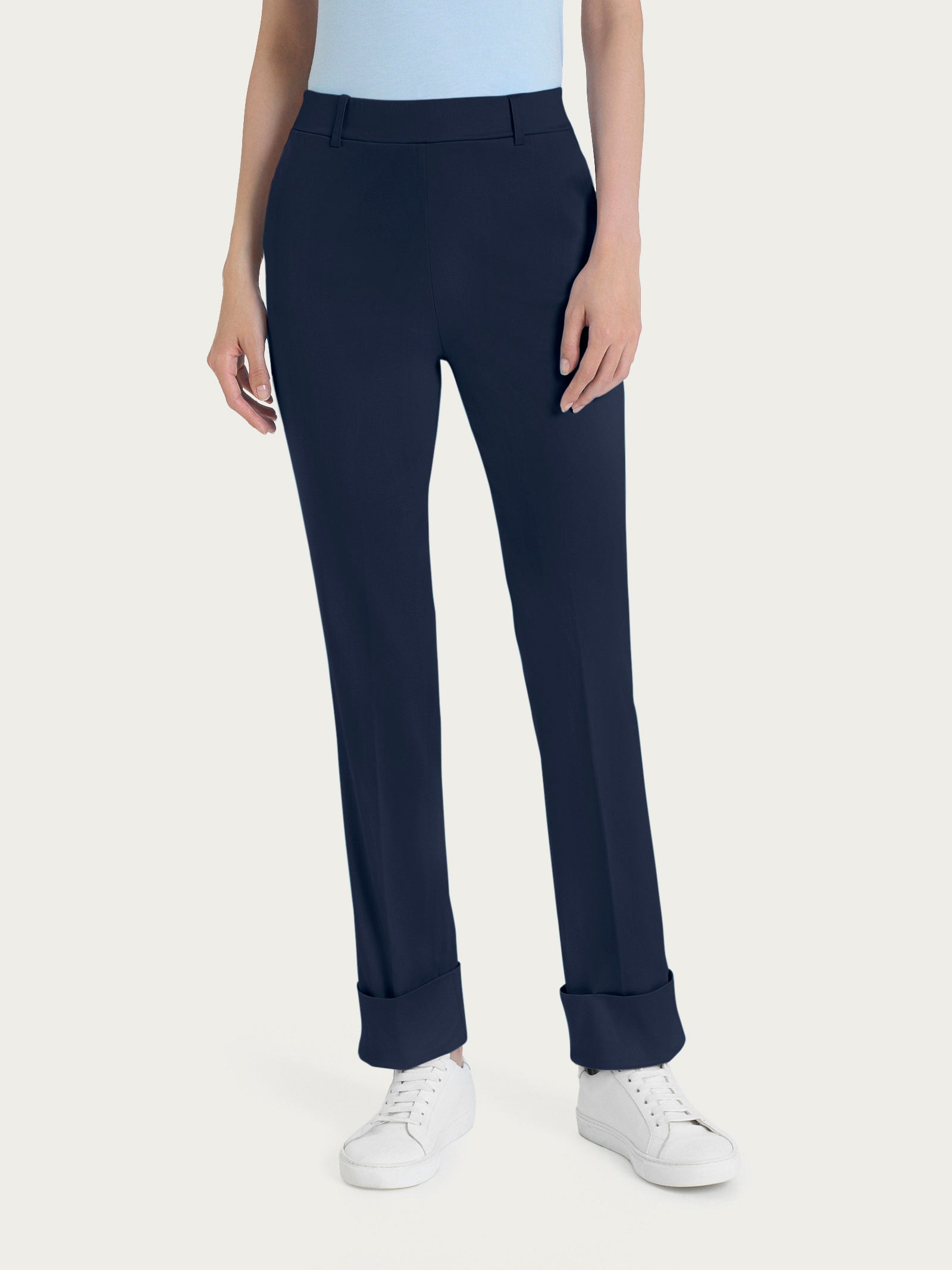 Ragno Satin Power The Straight Leg pantalone Bleu cotone
