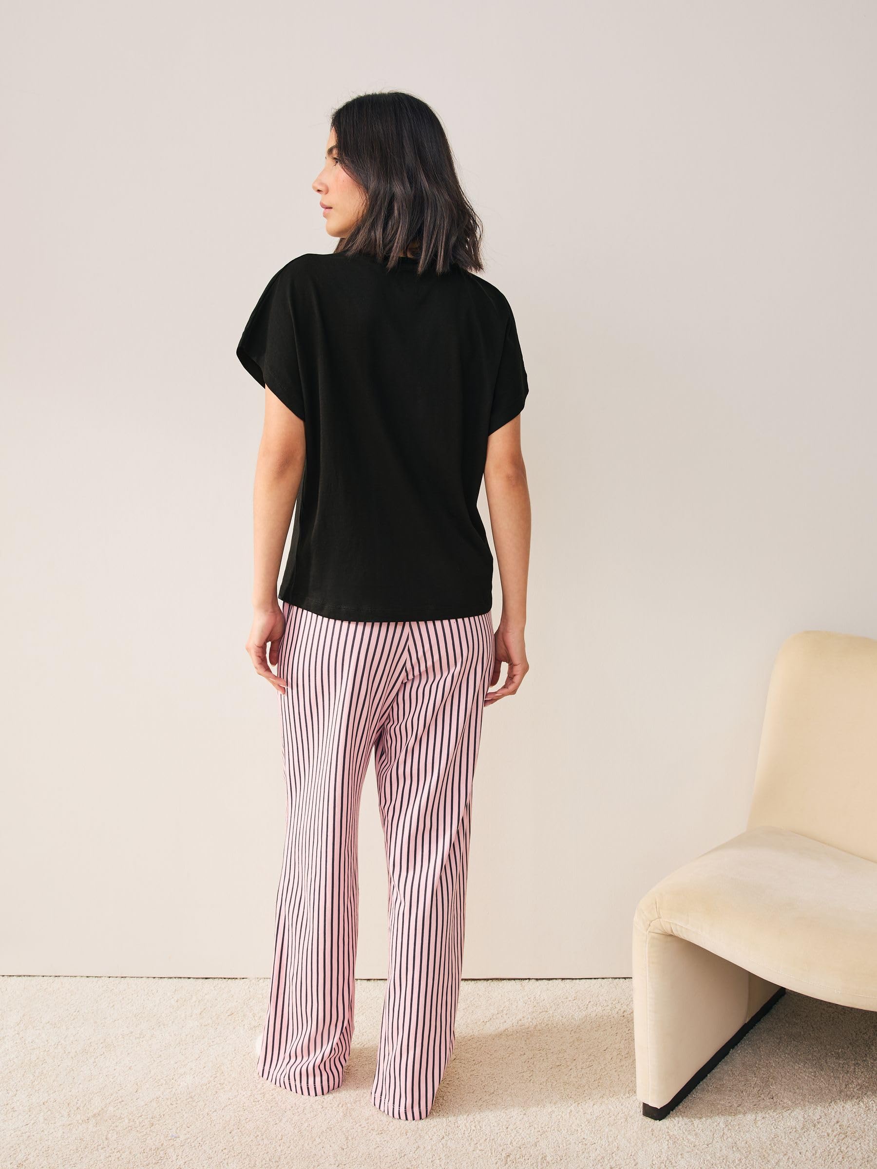 Next 2 pigiami maniche corte donna Monochrome Stripe