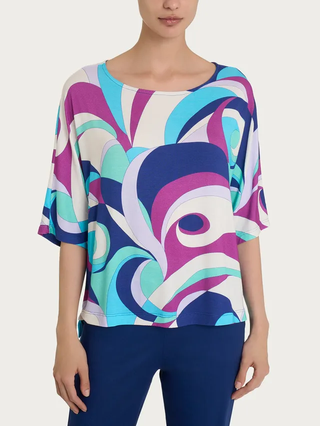 Ragno Viscosa Summer maglietta barchetta Pool Blue onde