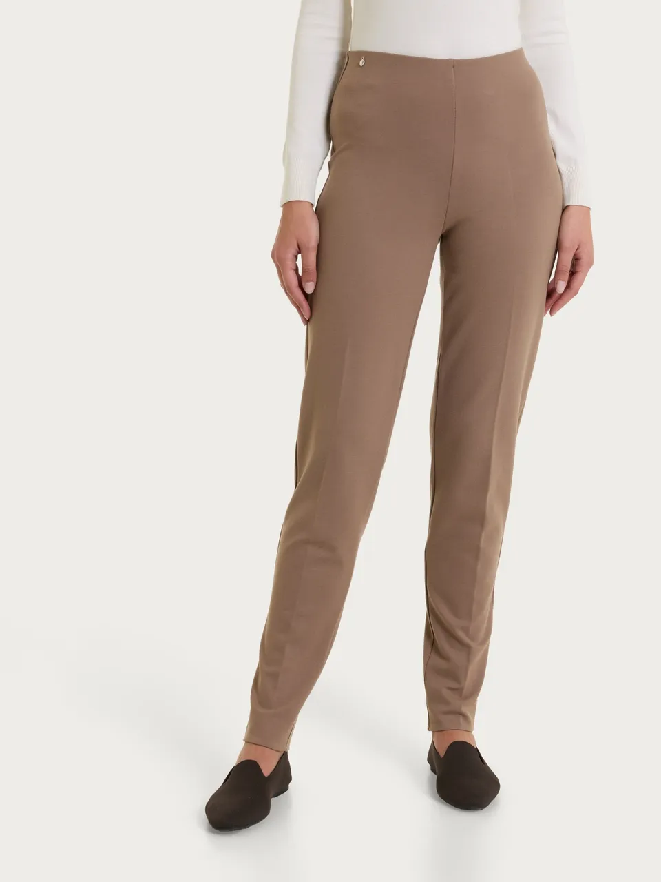 Ragno Cashmere Compact Pantalone Dritto Pine Bark Tasche