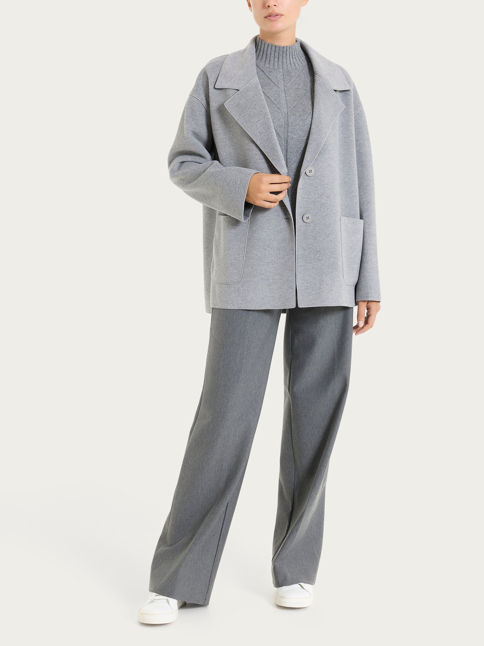 Ragno Vegan Wool Caban cappotto grigio melange