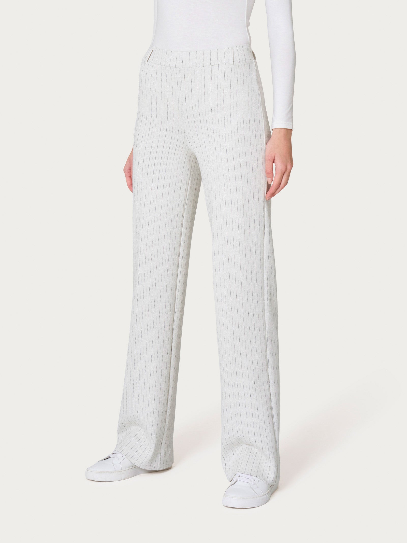 Ragno The Wide Leg pantalone gessato Fant Argento Mel wide