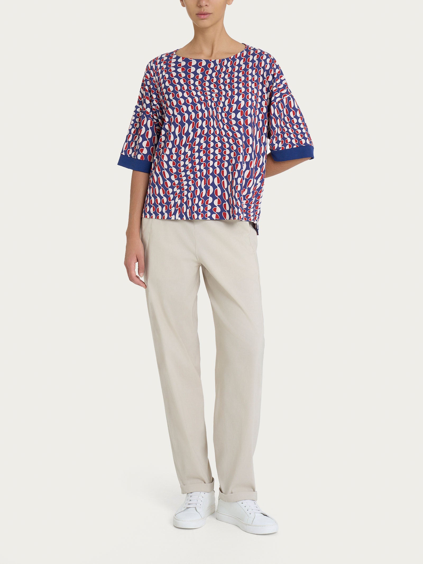 Ragno Viscosa Summer maglietta girocollo Blueberry boxy