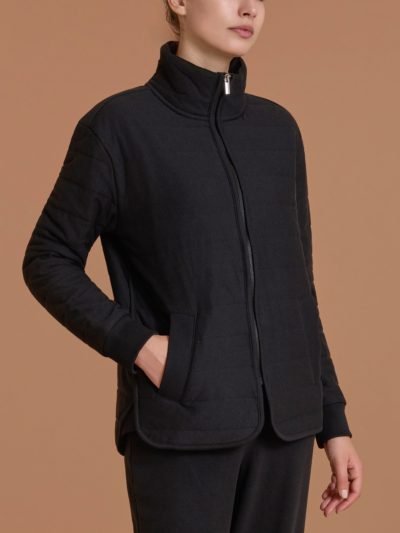 Ragno Homewear giacchina zip trapuntino nero