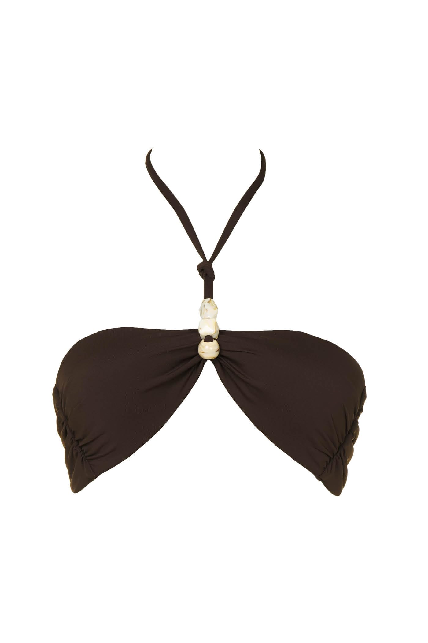 Goldenpoint Cocoa fascia bikini perline spalline removibili
