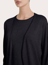 Ragno Crêpe Lurex Cardigan Senza Bottoni Nero luminoso