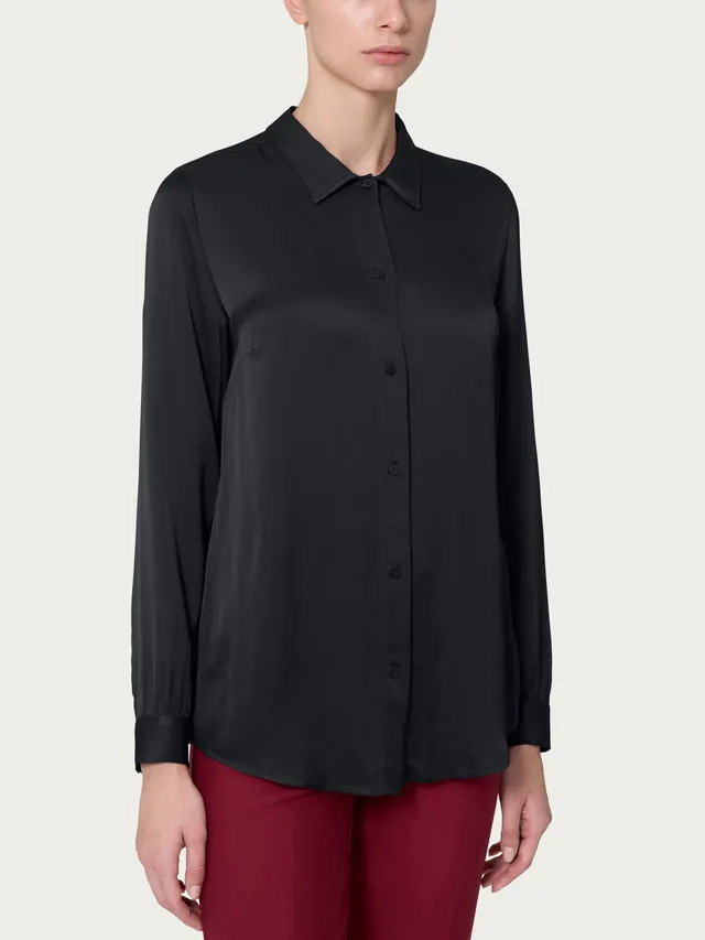 Ragno Pret-a-Porter camicia EcoSeta Nero manica lunga