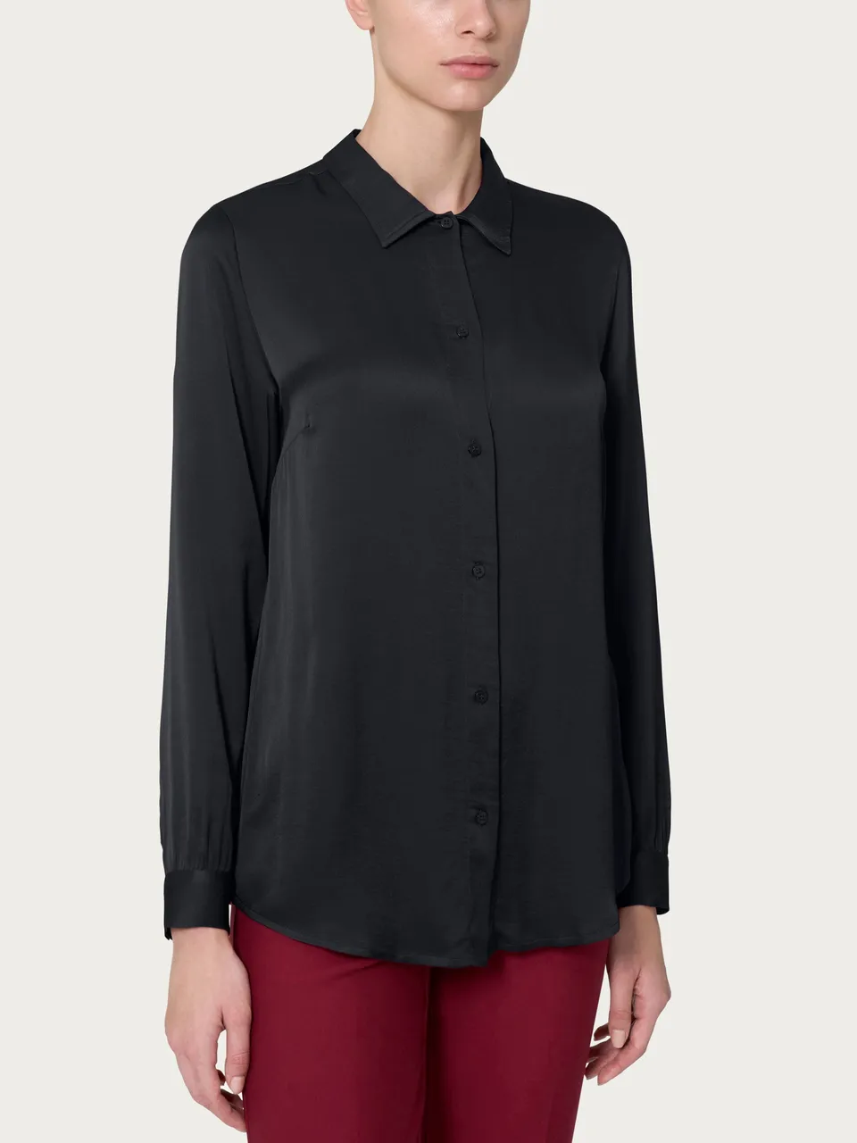 Ragno Pret-a-Porter camicia EcoSeta Nero manica lunga