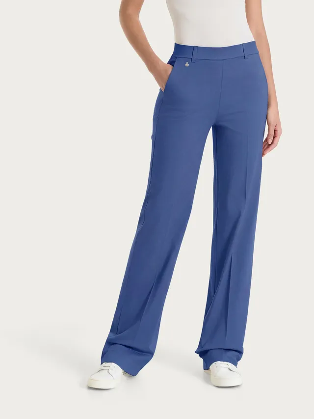 Ragno Satin Power Pantalone Dritto Tasche Risvolto Oceana Cotone