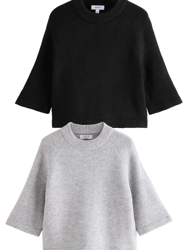 Geo Next THE SET T-Shirt Maglia Girocollo 2 Pezzi Nero Grigio