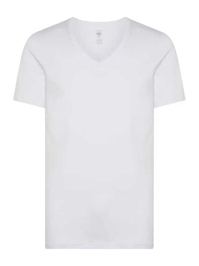 Ragno Interlock maglietta scollo V uomo white in cotone
