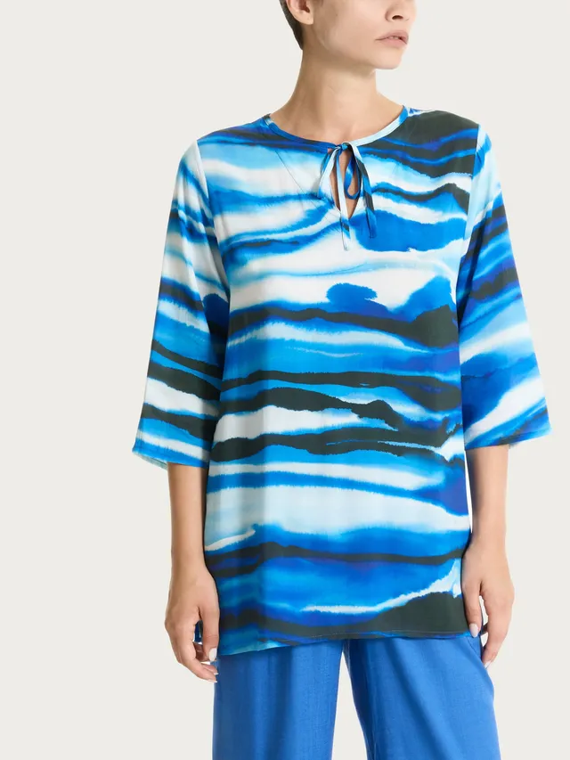 Ragno EcoSeta Caftano Strong Blue scollo V fluido
