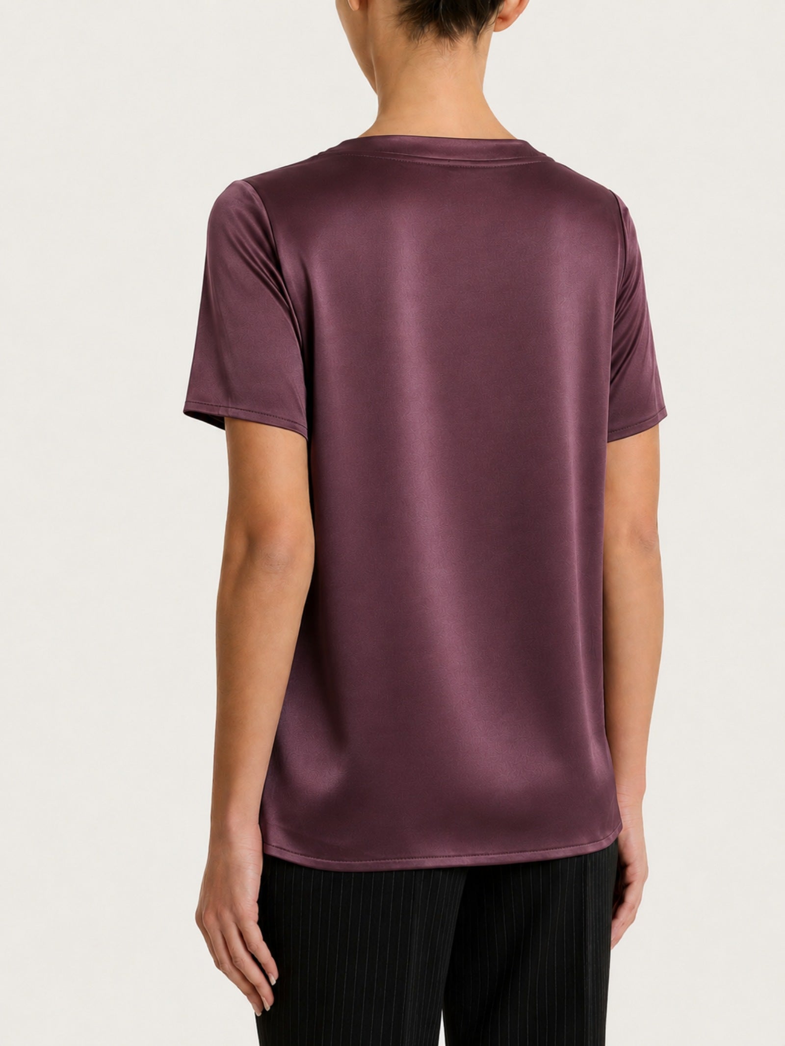 Ragno Stretch Satin Maglietta Manica Corta Huckleberry Girocollo
