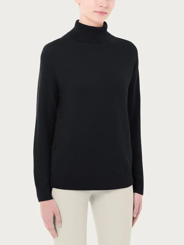 Ragno Merino Soft Dolcevita bottoni nero