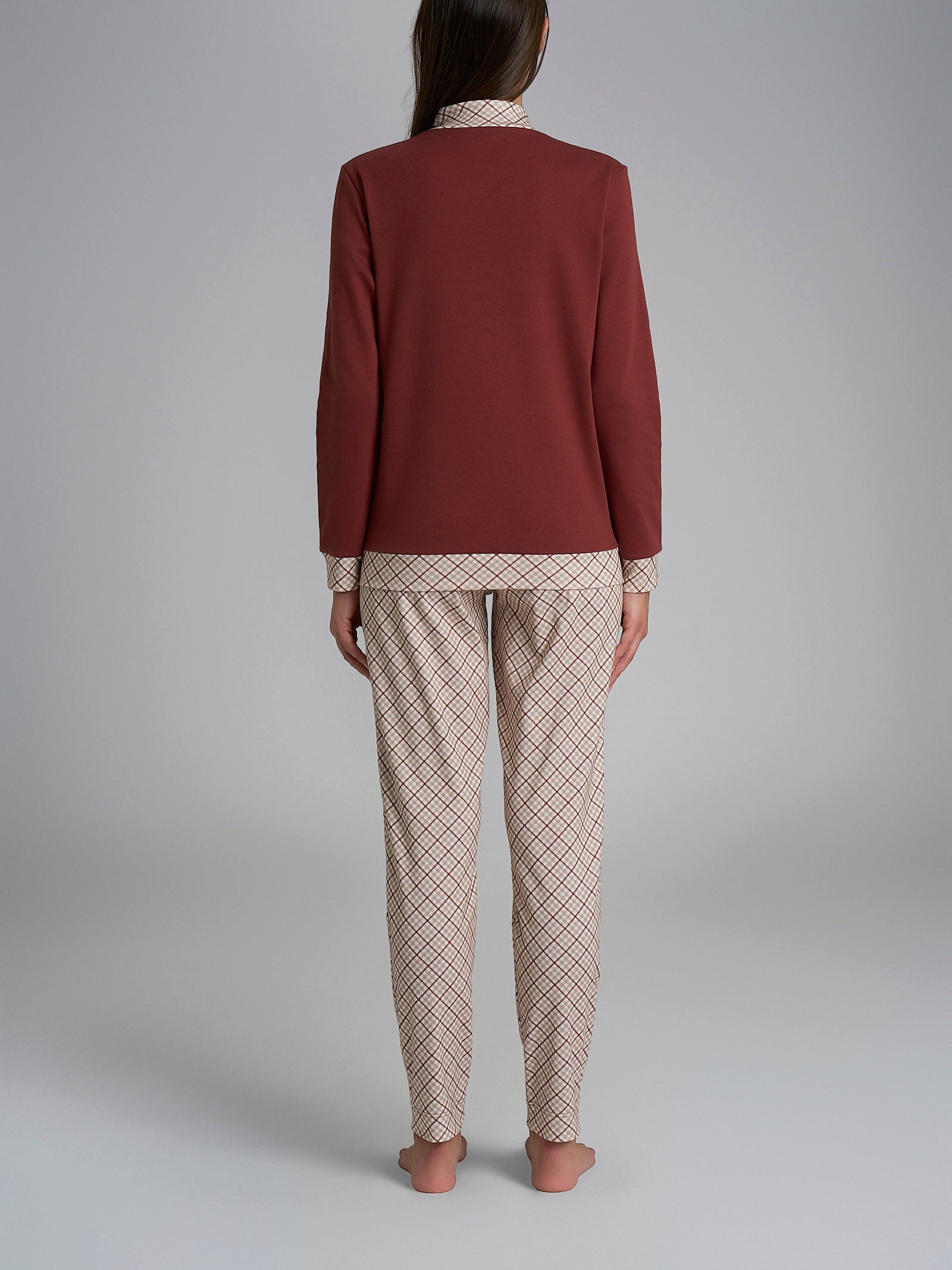 Ragno Pigiama Lupetto Cotone Donna Rosso Tartan