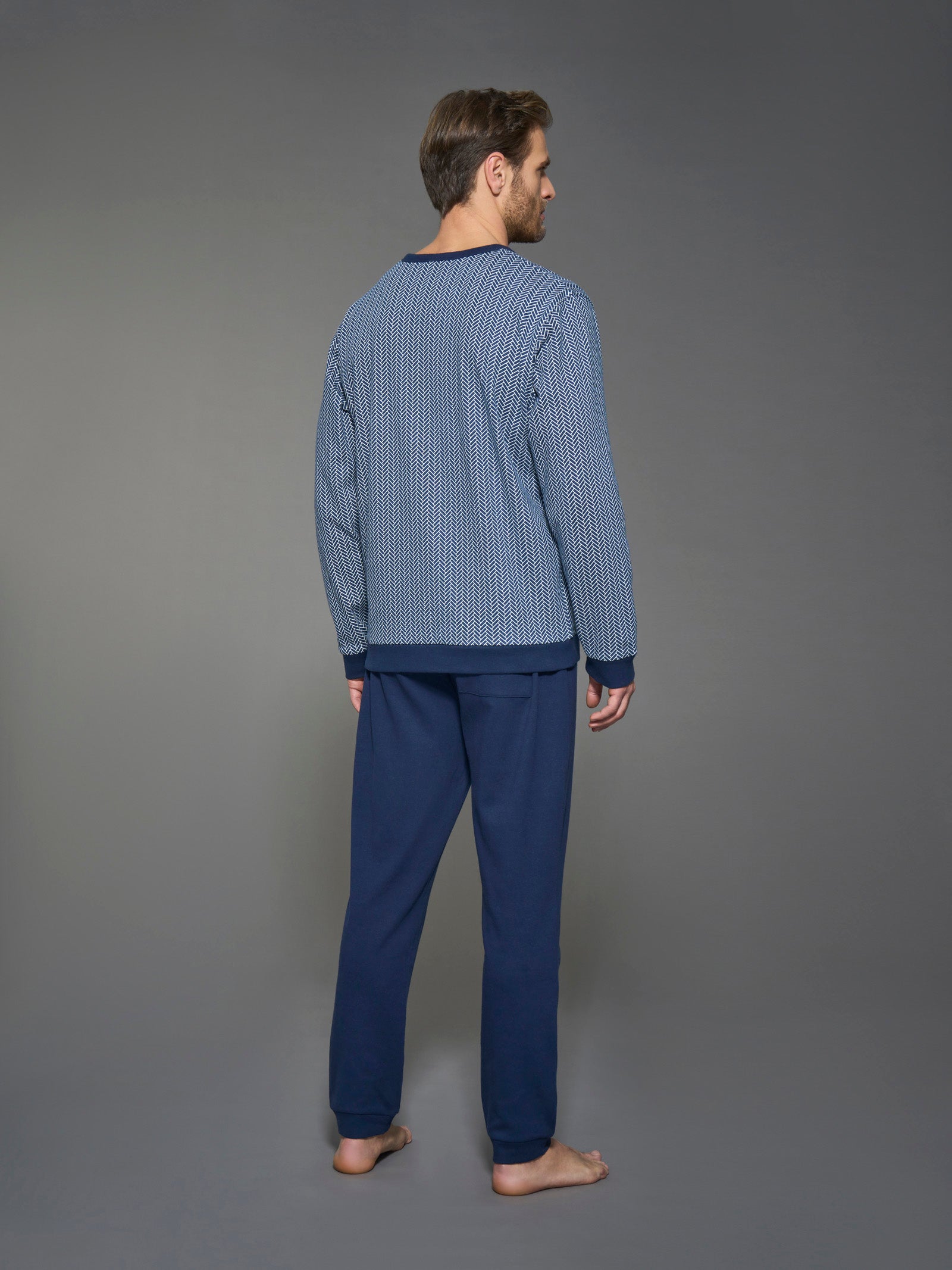Ragno Sport pigiama serafino uomo cotone Fant. Navy Blazer