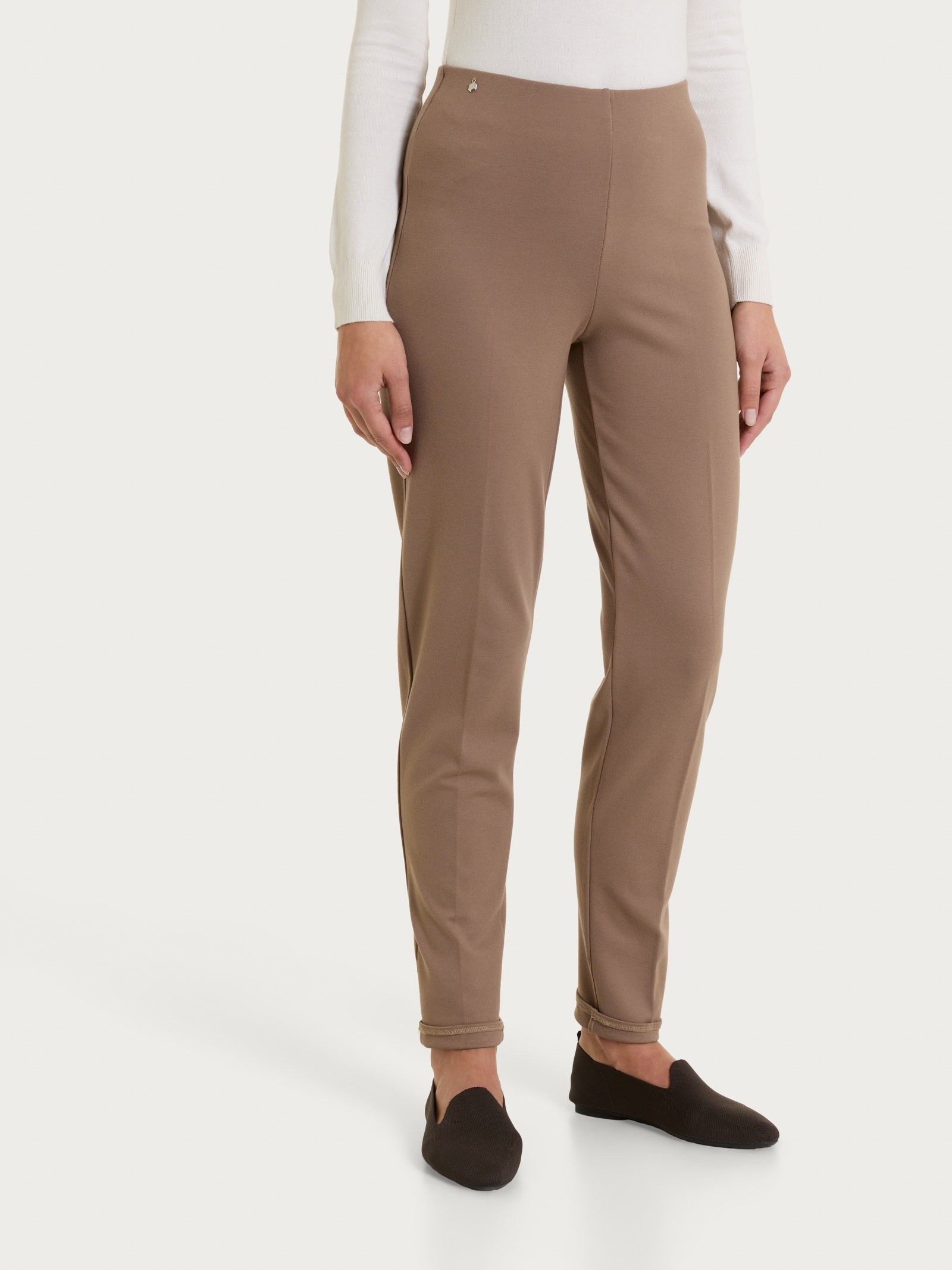 Ragno Cashmere Compact Pantalone Dritto Pine Bark Tasche