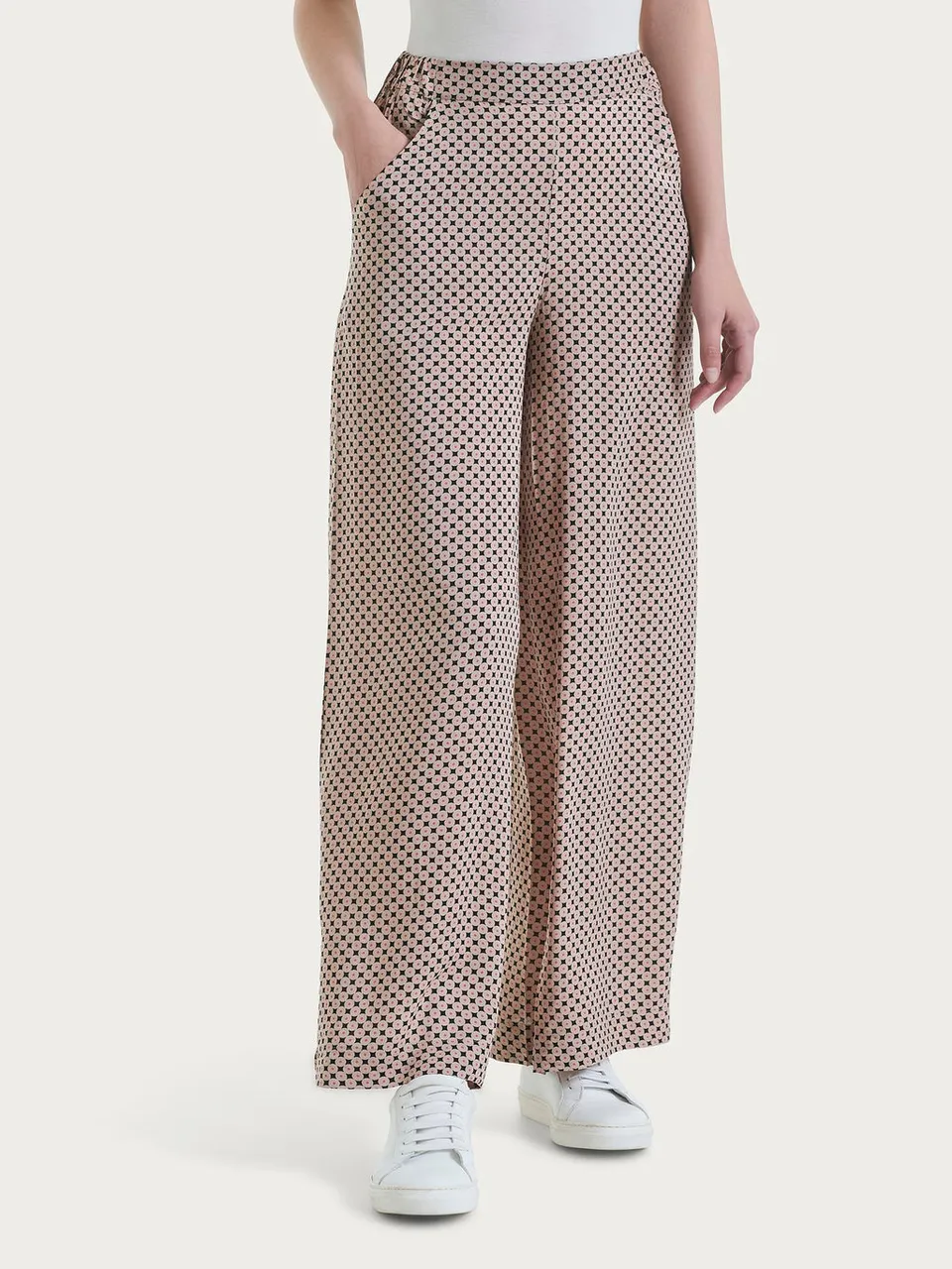 Ragno EcoSeta pantaloni palazzo viscosa nero Fant. Black
