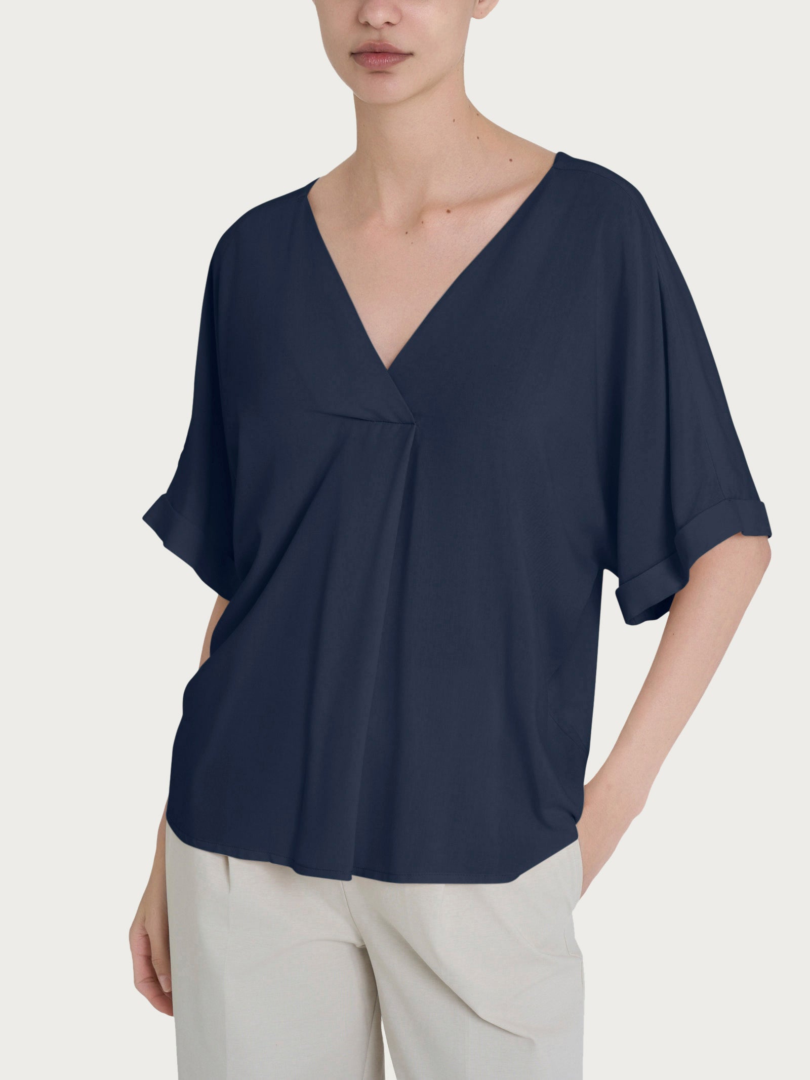 Ragno Ecoseta Blusa Donna Scollo V Blu Bleu