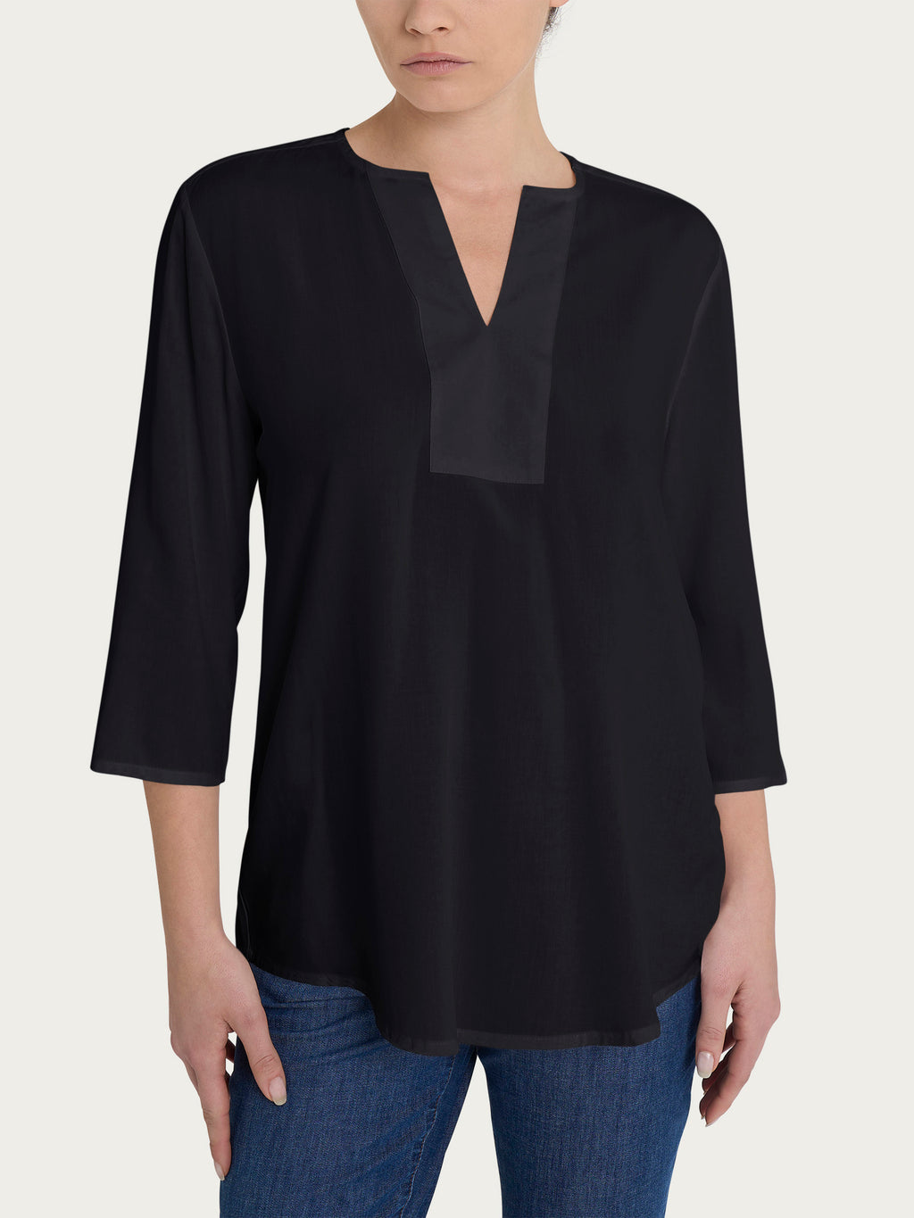 Ragno EcoSeta Blusa Scollo V Manica 3/4 Nero