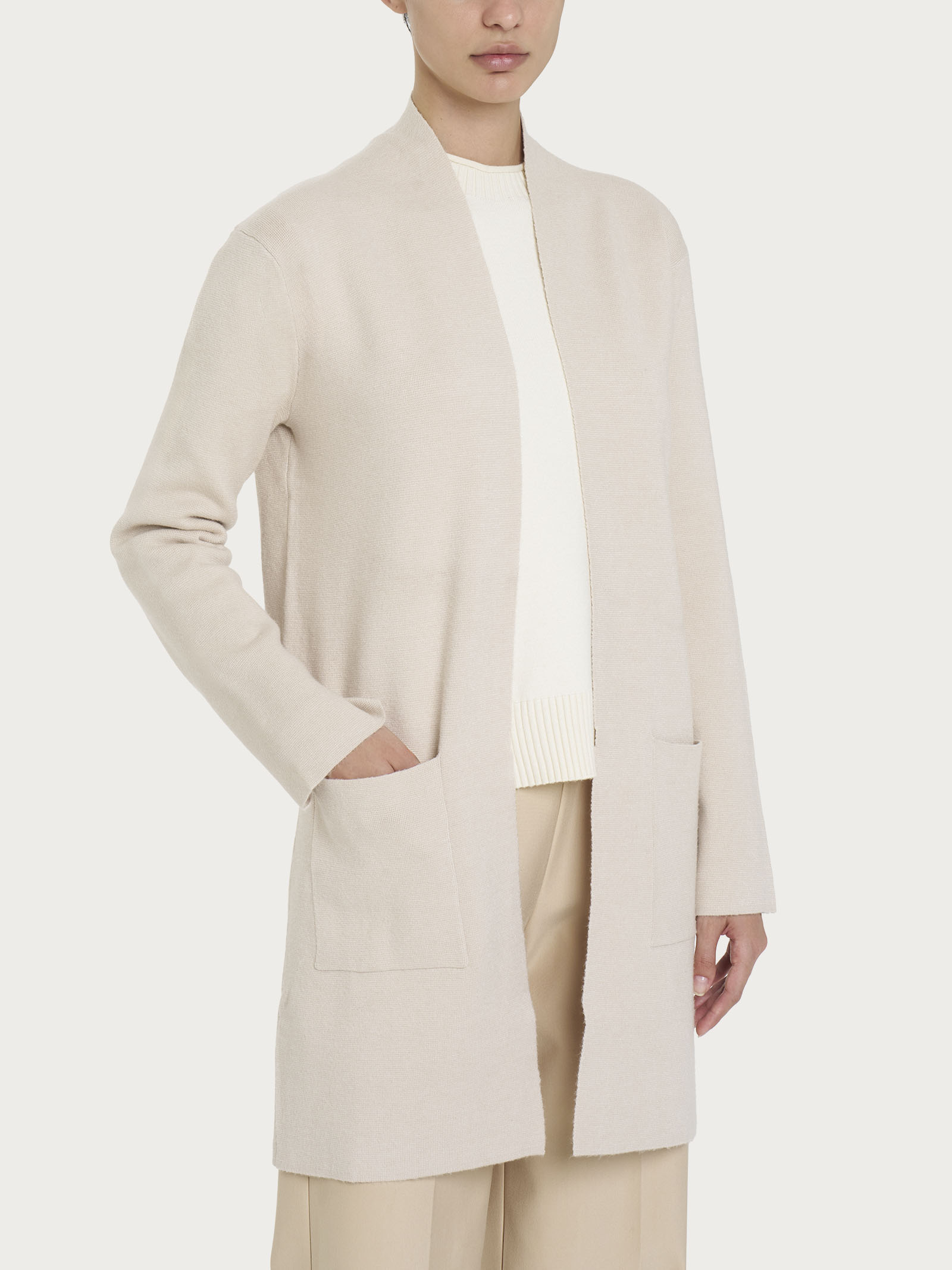 Ragno Super Soft Cardigan Lungo Aperto Champignon Misto Viscosa