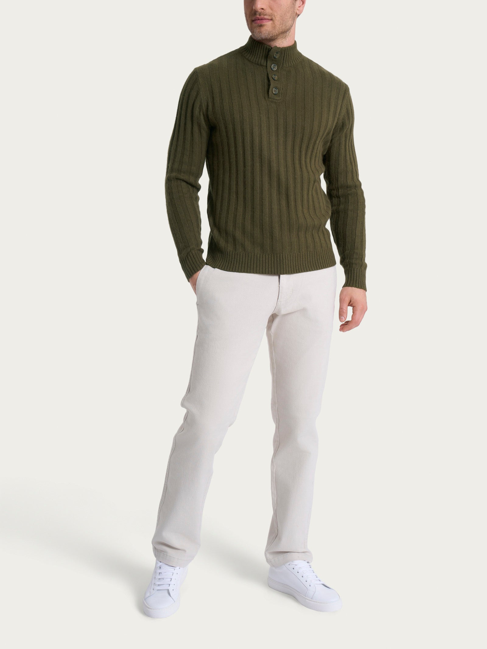 Ragno Natural Soft lupetto costa piatta dark olive