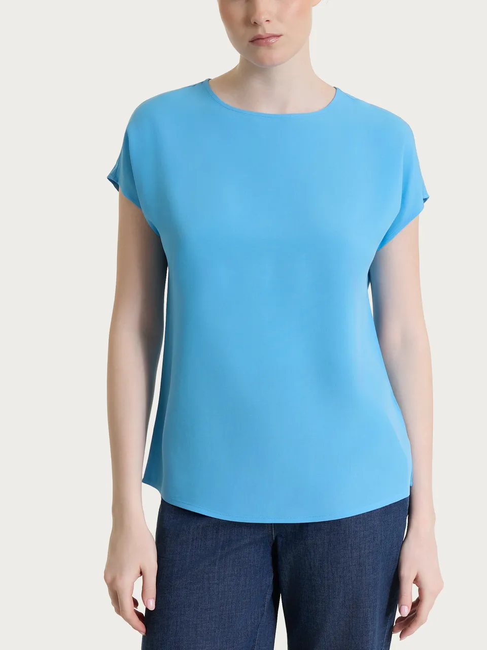Ragno EcoSeta Blusa Kimono Azzurro in viscosa