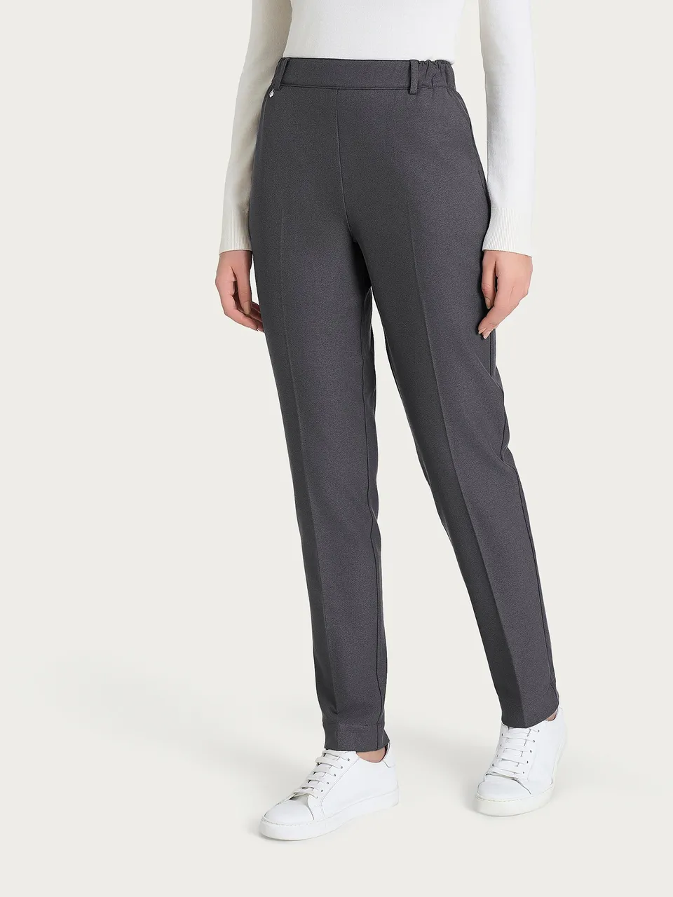 Ragno Compact chino slim pantalone grigio flanella con tasche