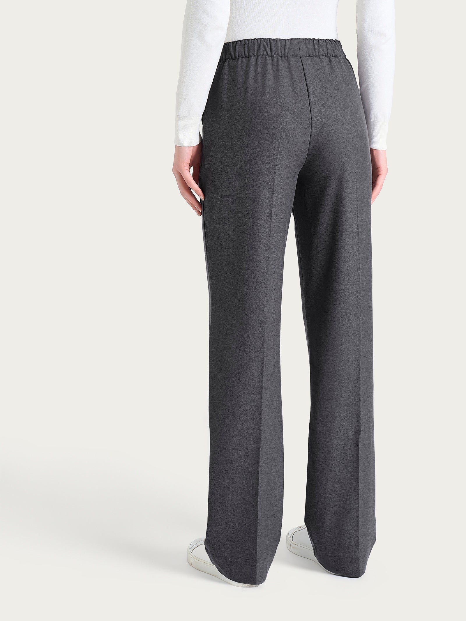 Ragno Flannel Twill pantalone ampio donna ardesia mel vita elasticizzata