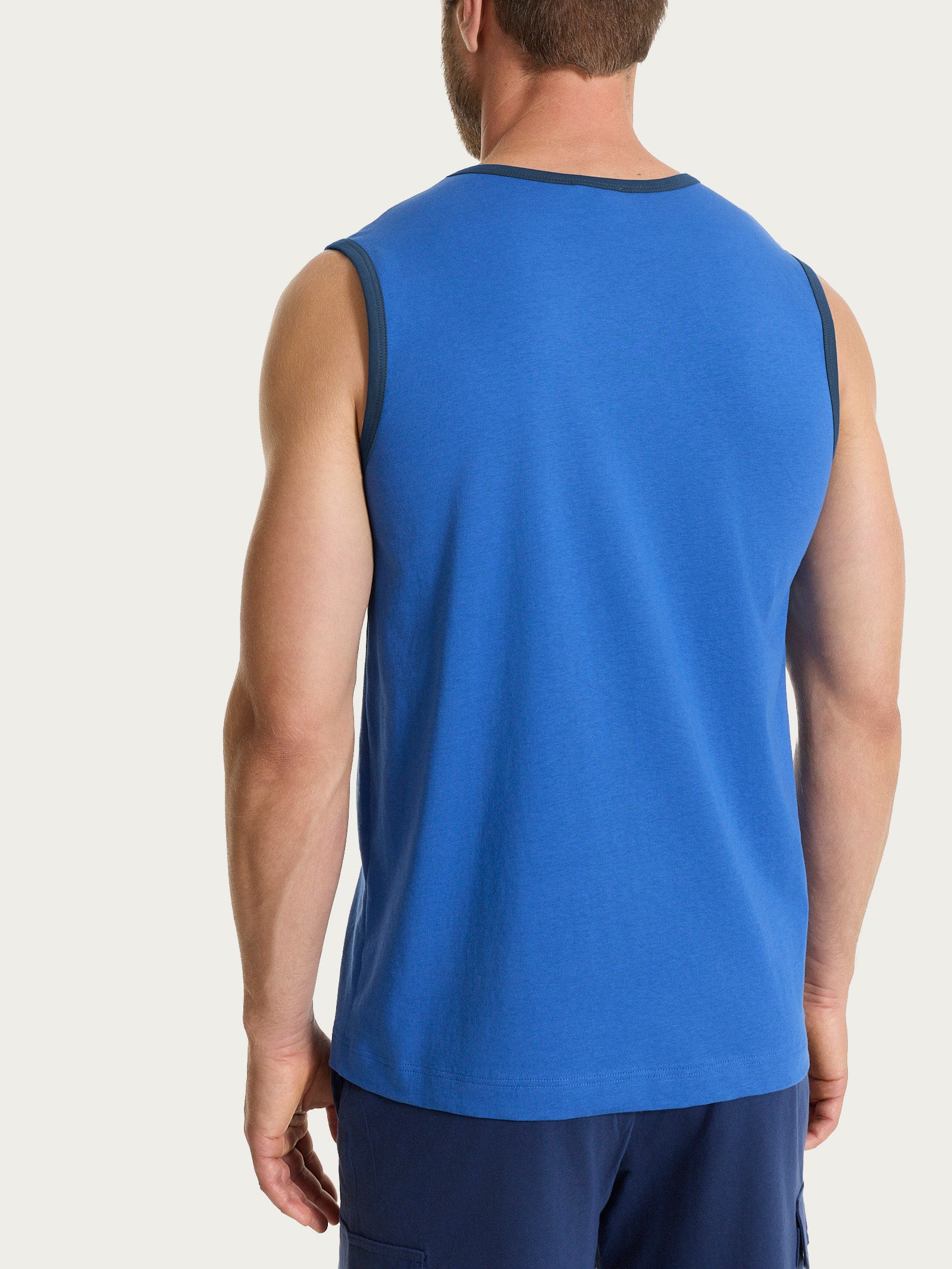 Ragno Beachwear Canottiera Spalla Larga Cotone Blu