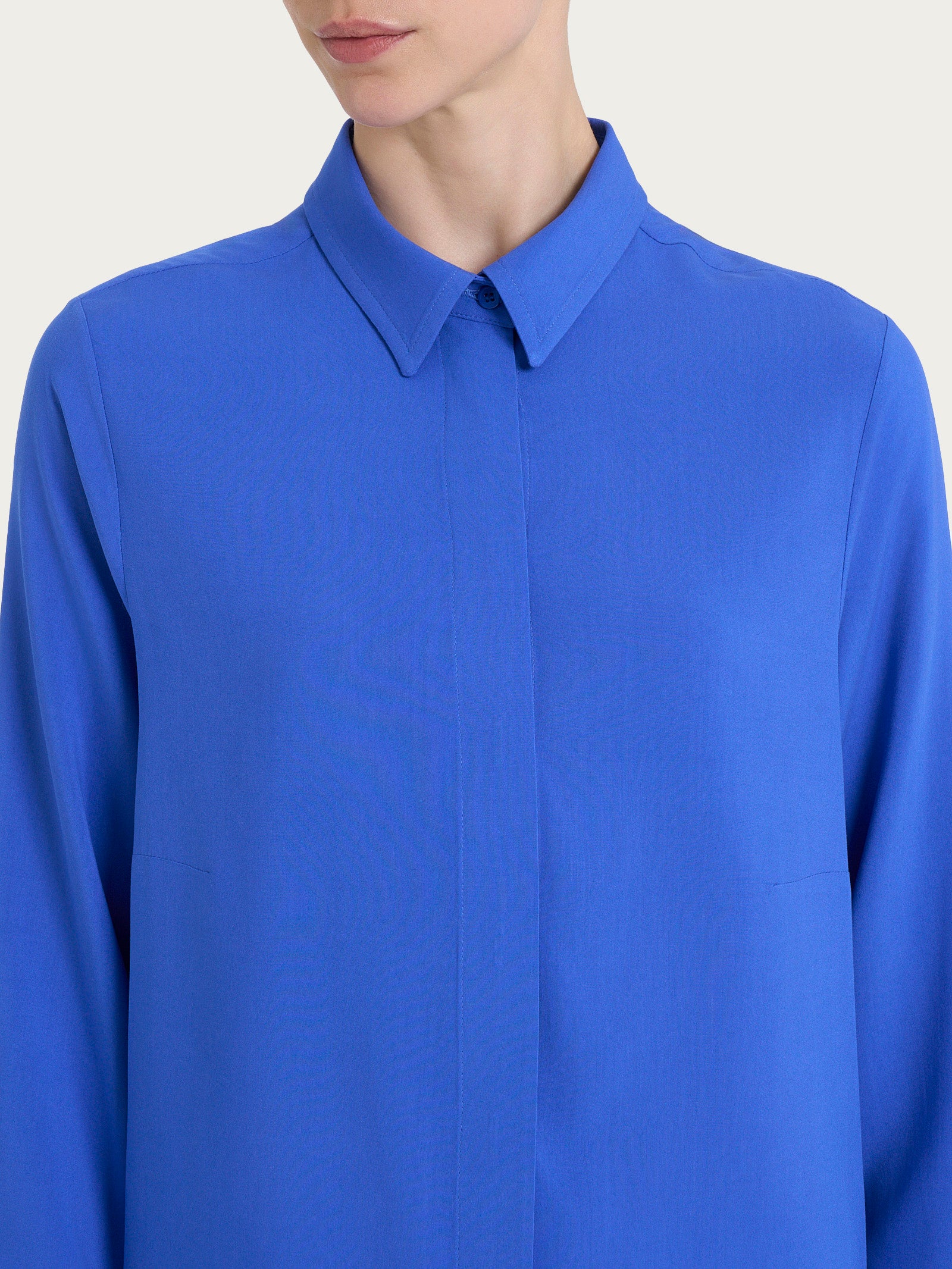 Ragno EcoSeta Camicia Donna Manica Lunga Dazzling Blue Seta
