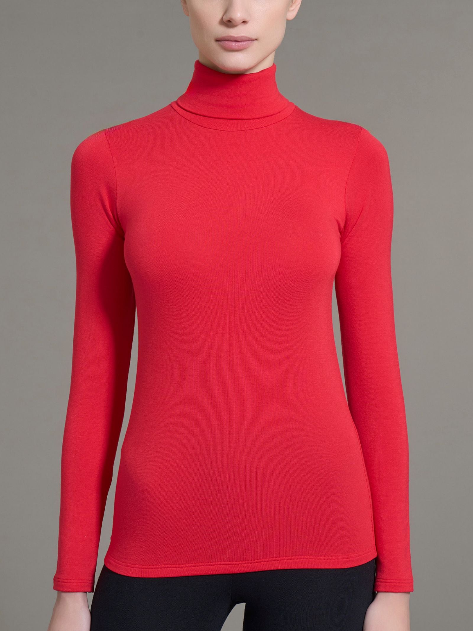 Ragno Viscosa Summer dolcevita maglia rossa skinny manica lunga